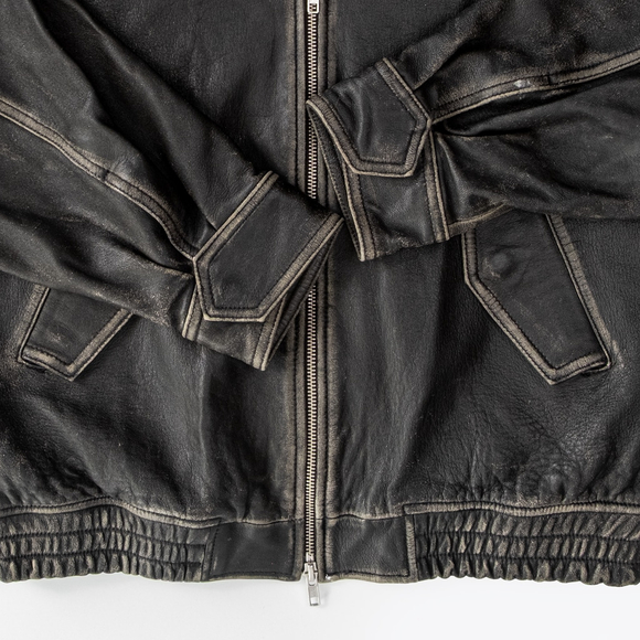 DUNST Blouson Lamb Leather Bomber Jacket Black Brushed Women's $600 - Size L - Picture 11 of 13